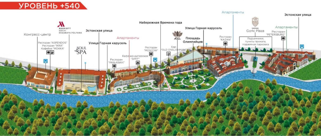 Карта расположения Горки Город Апартаменты